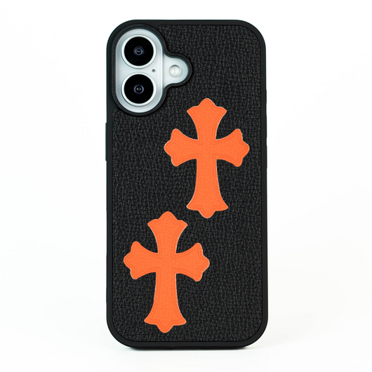 Cross Heart Leather Orange/Black iPhone Case – CASEXS