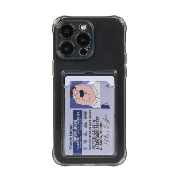 Card Holder Dark Transparent iPhone Cover + Free Peter Griffin PVC Card