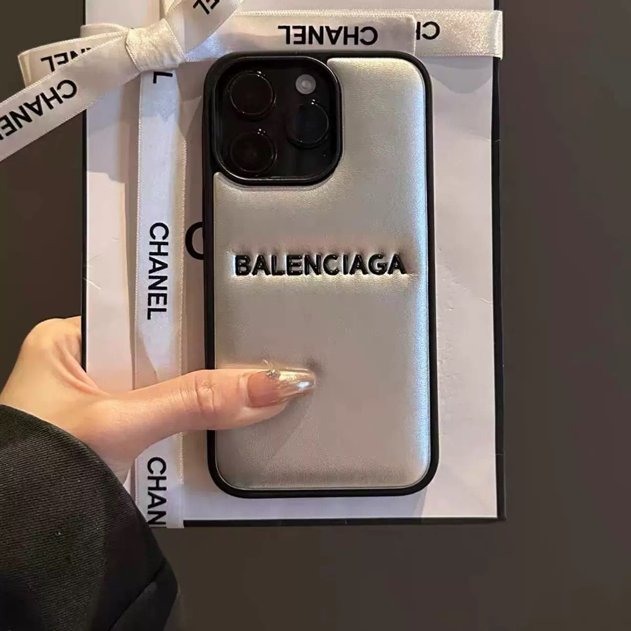 Balenciga white Embossed iPhone Case – CASEXS