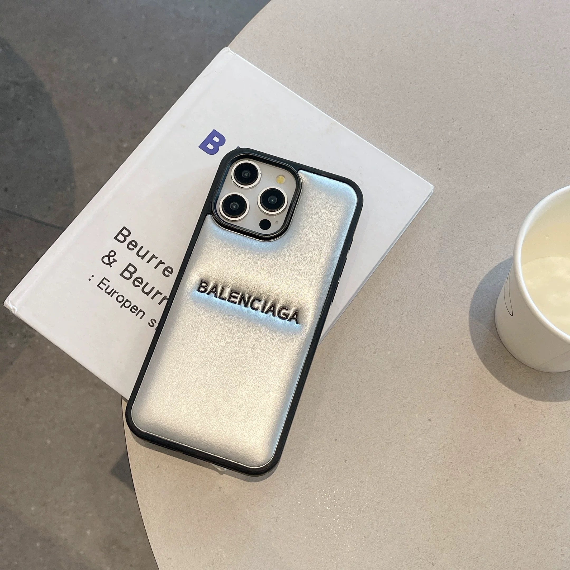 Balenciga white Embossed iPhone Case – CASEXS